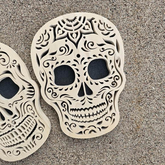 Sugar Skull Wood Cutout Set of 2 - Picture 5 of 12